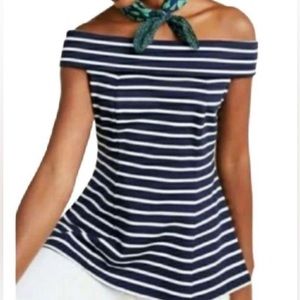NWOT Maeve Anthropologie striped off the shoulder top navy XS